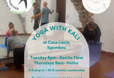 poster for yoga class with kali in english